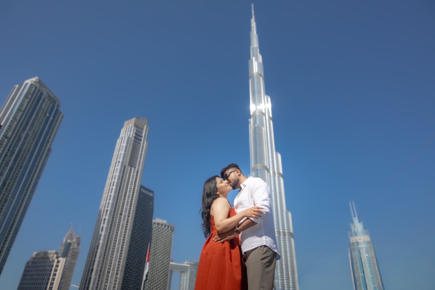 Couple during golden hour pre-wedding shoot in India