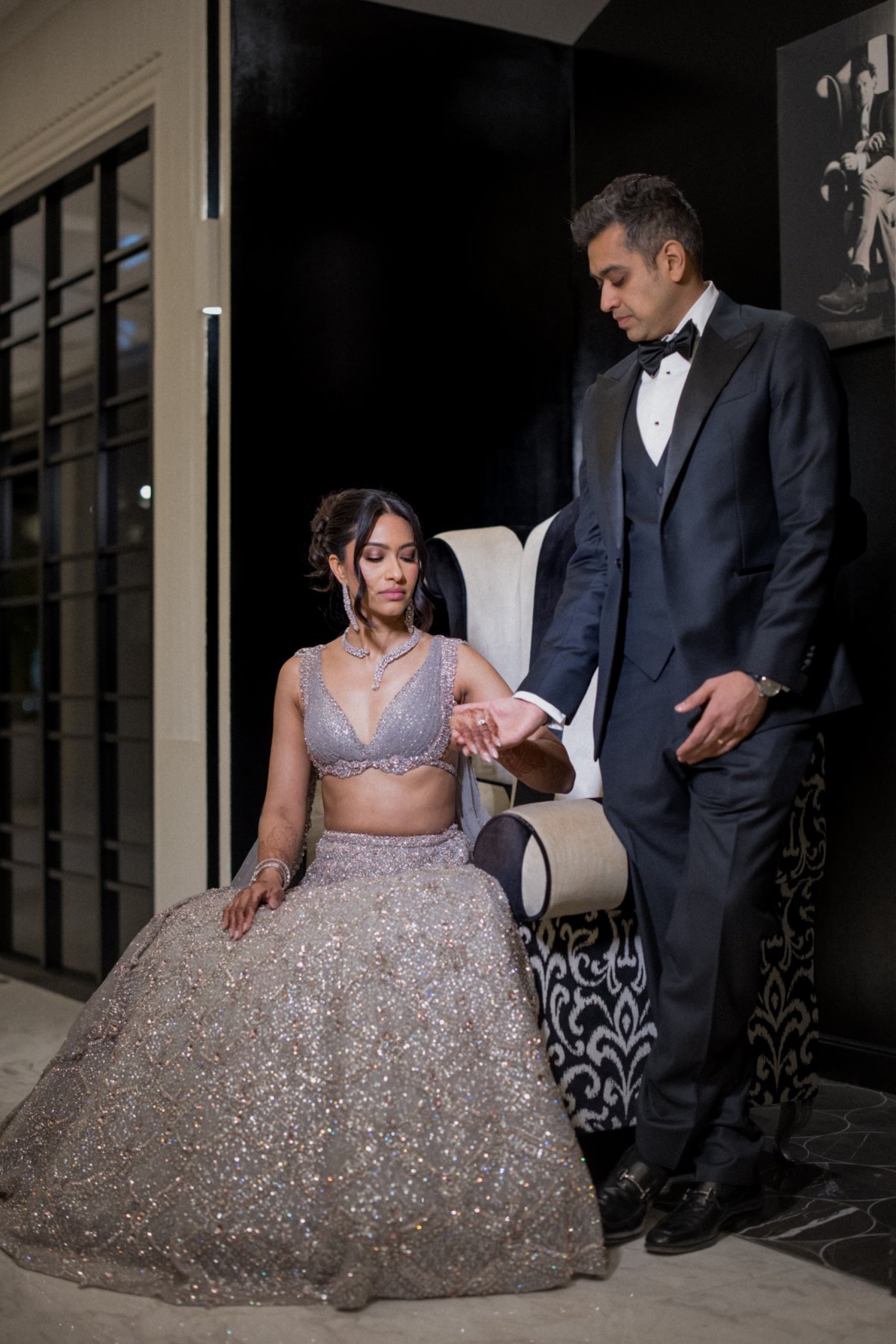 Indian wedding reception portrait by WeddingClickz